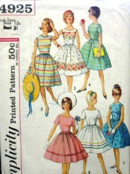 4925 50s FLARE DRESS SLEEVES OR NOT PATTERN SUBTEEN 12 31'',14 33